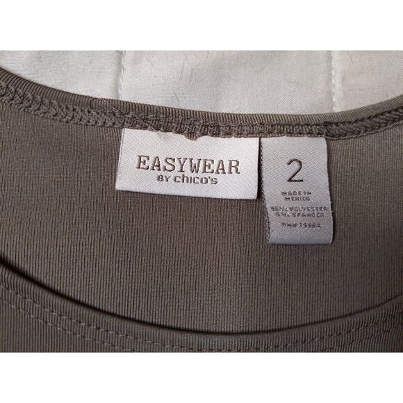 CHICO'S Easywear Tank Top Taupe Brown Size 2 Sleeveless Travel Knit Basic - Picture 4 of 7